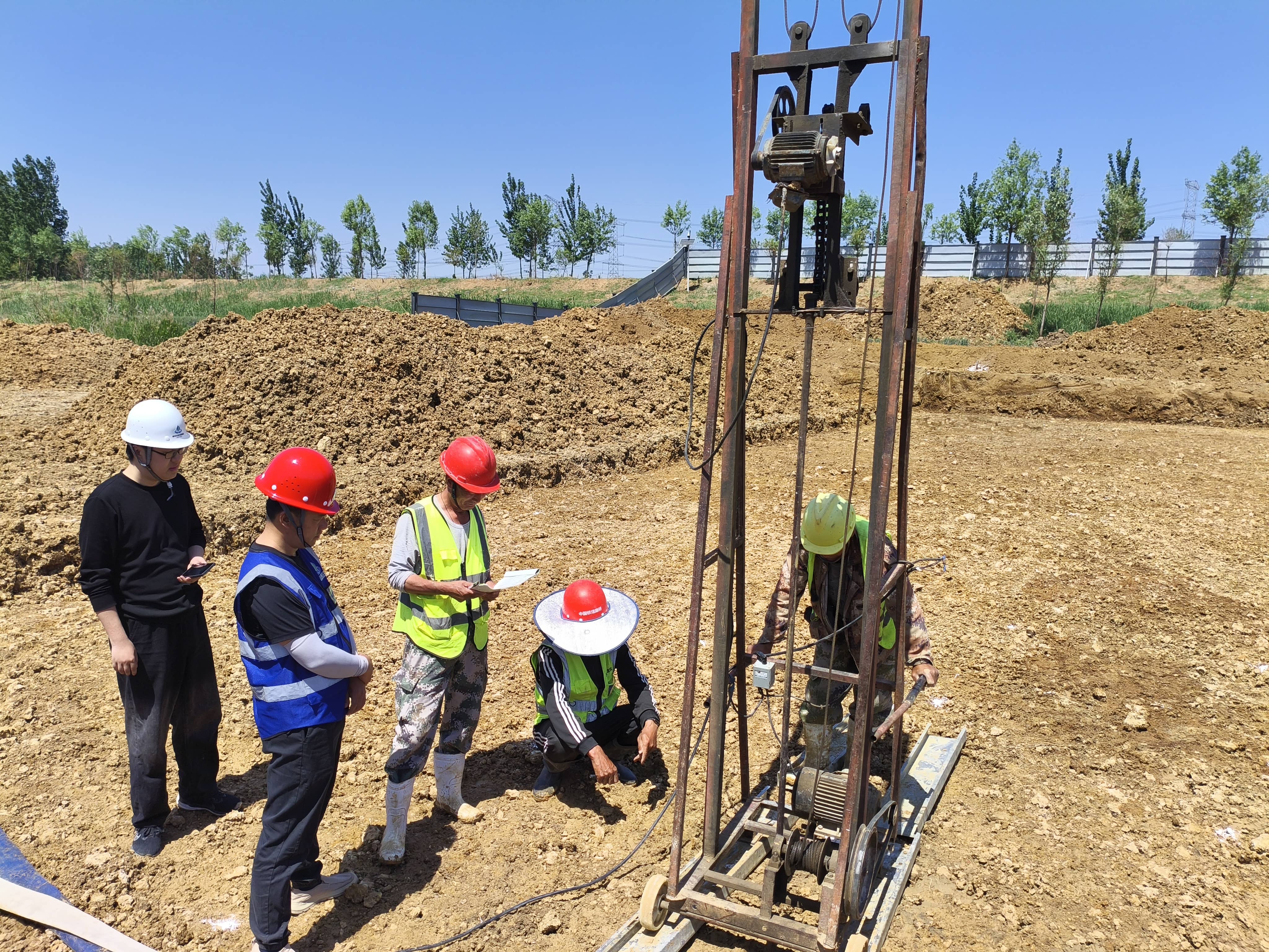 界河拦蓄工程苗庄坝钎探地基承载力